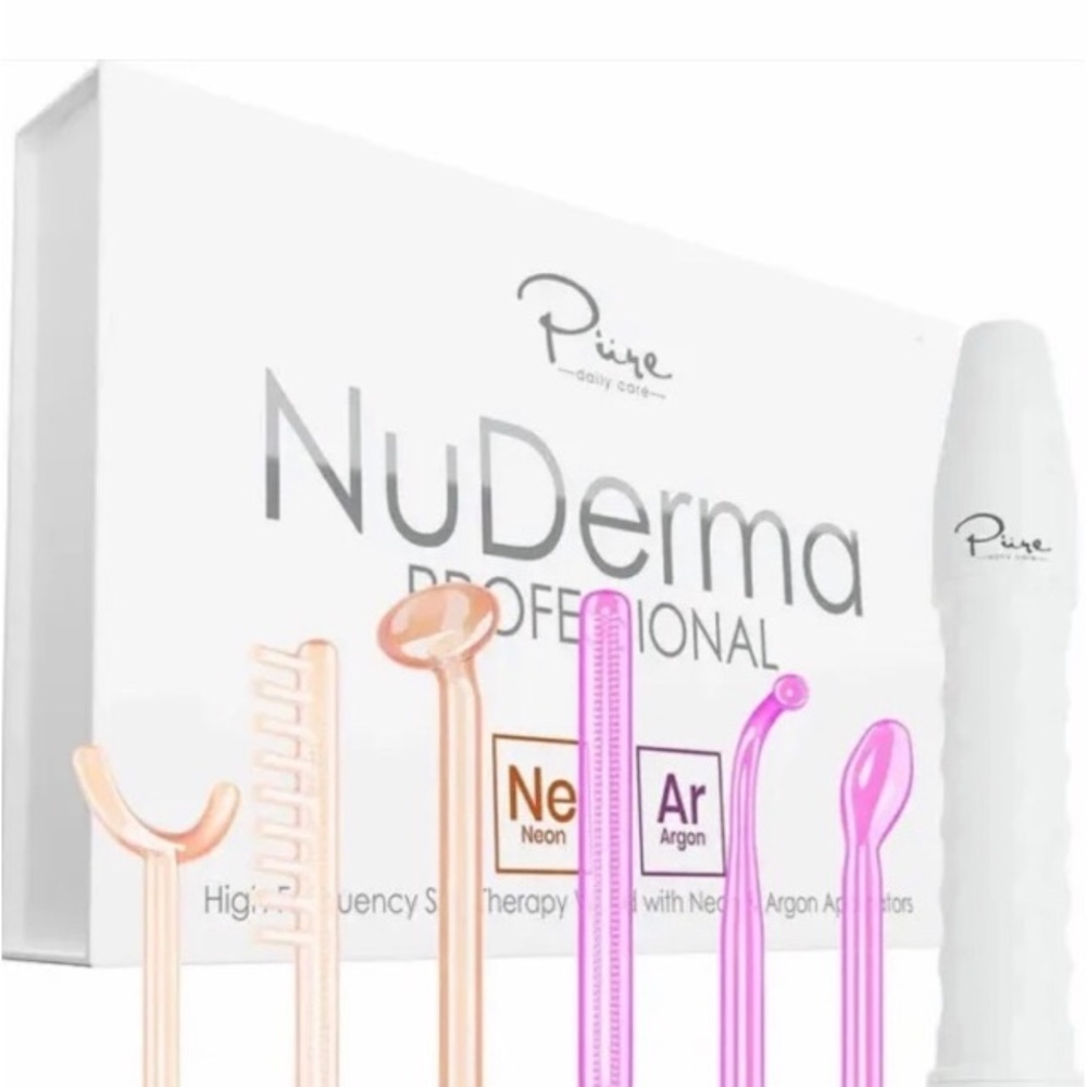 NuDerma high frequency skin therapy wand with Neon and Argon applicators.